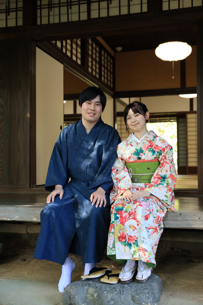 萩の武家屋敷で着物姿のツーショット