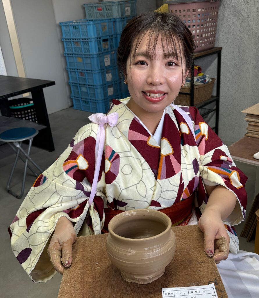 完成した萩焼体験で出来上がった作品